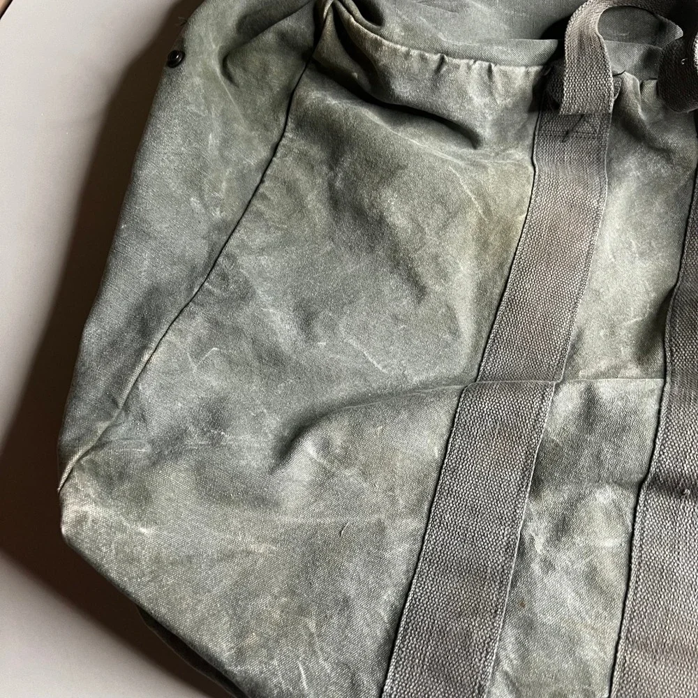 Vintage Waxed Canvas Flight Bag Military‎ Style Duffel Olive Drab Large Utility